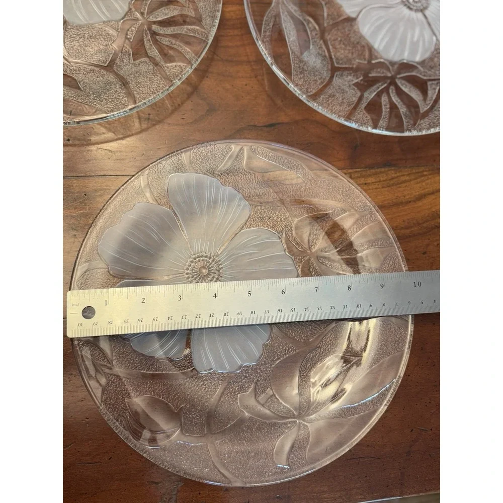 Set of 3 KI35 by KIG (INDONESIA) Glass Etched Flower 10